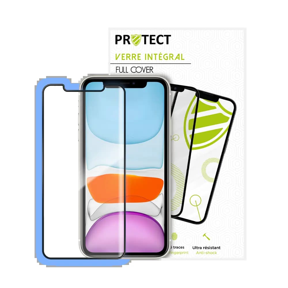 Verre trempé intégral 5D 9H – Protection écran compatible Apple iPhone 11 / XR – PROTECT Noir - Vue 24
