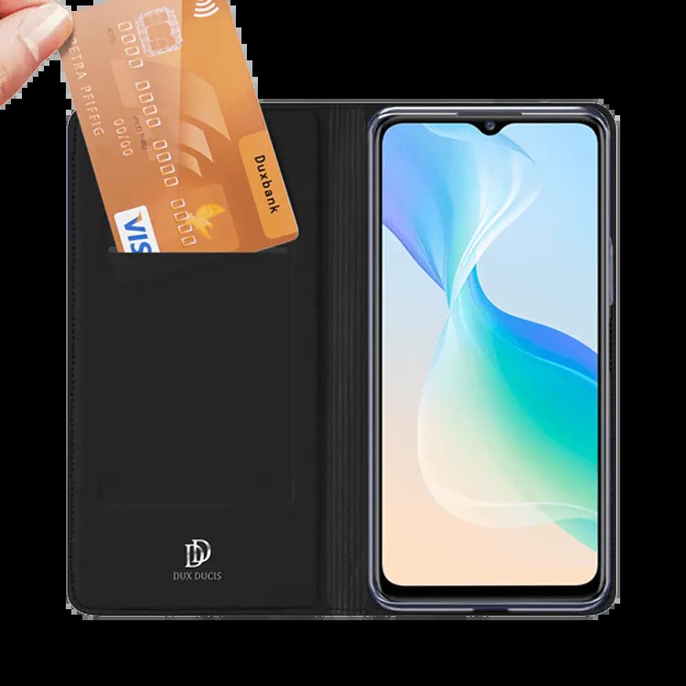 Housse folio Vivo Y76 5G porte-carte – Dux Ducis Skin Pro Noir - Vue 3
