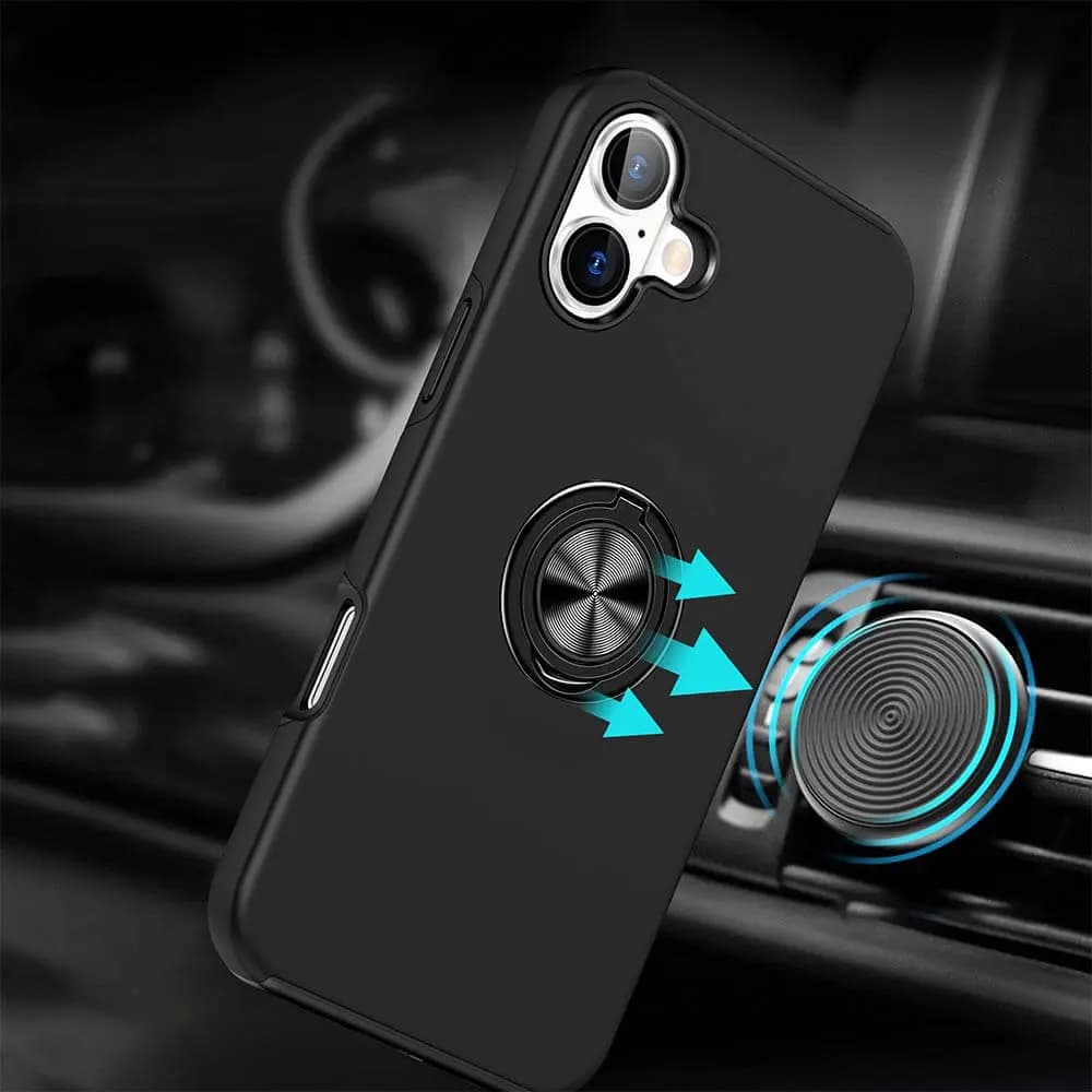 Coque de protection iPhone 16 avec anneau rotatif – PROTECT IE013 Noir - Vue 7