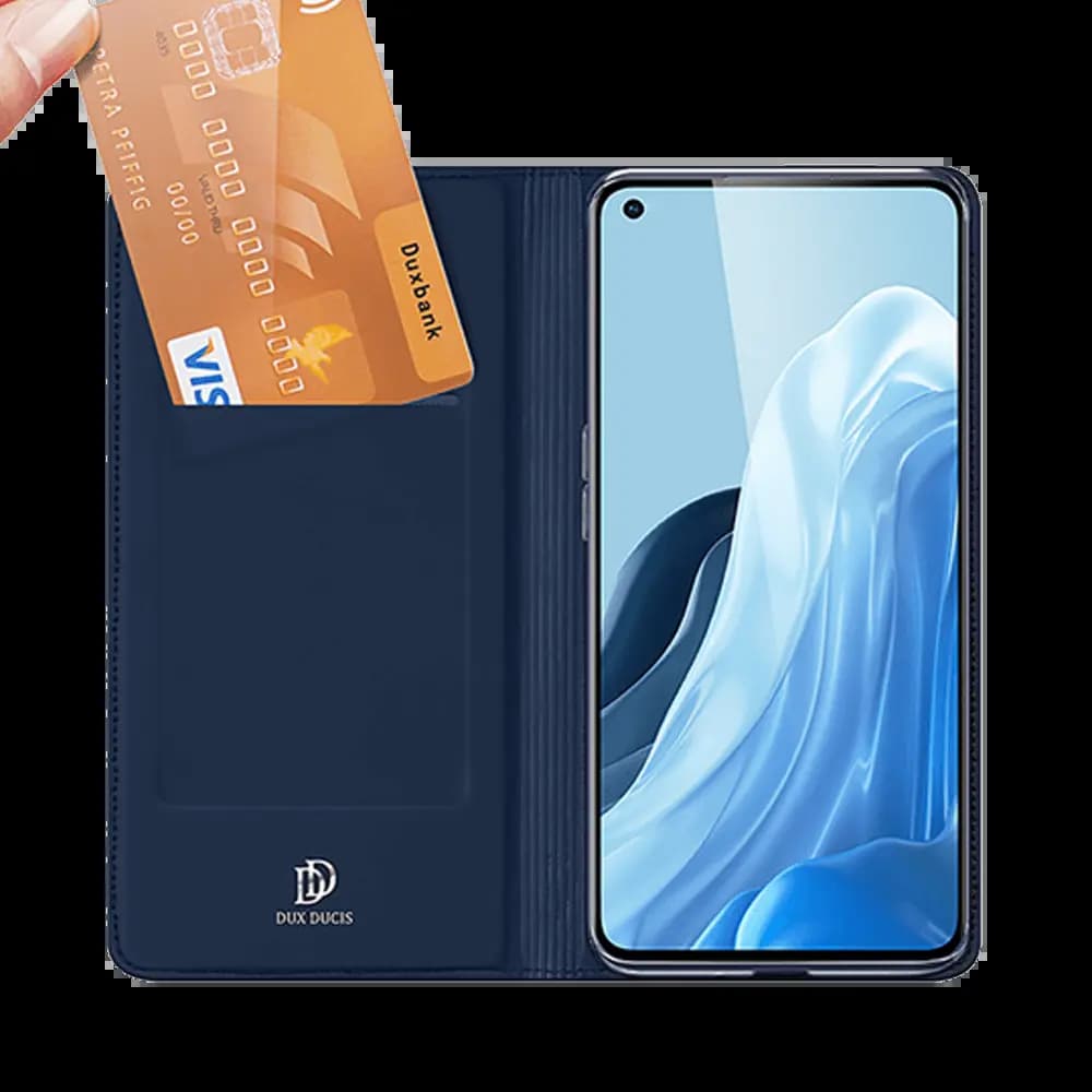 Housse folio OPPO Reno7 Pro 5G porte-carte – Dux Ducis Skin Pro Bleu - Vue 3