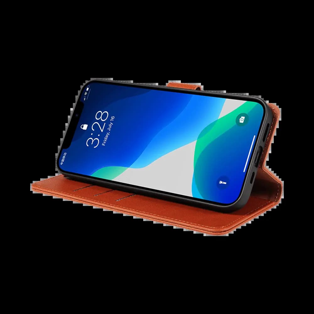 Housse folio anti-RFID iPhone 13 – PROTECT IP011 Marron - Vue 13