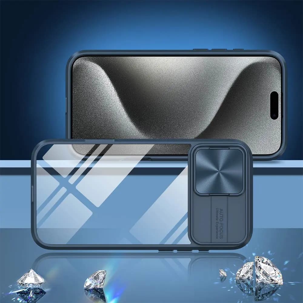 Coque avec cache caméra – iPhone 15 Pro – PROTECT IE027 Bleu Marine - Vue 4