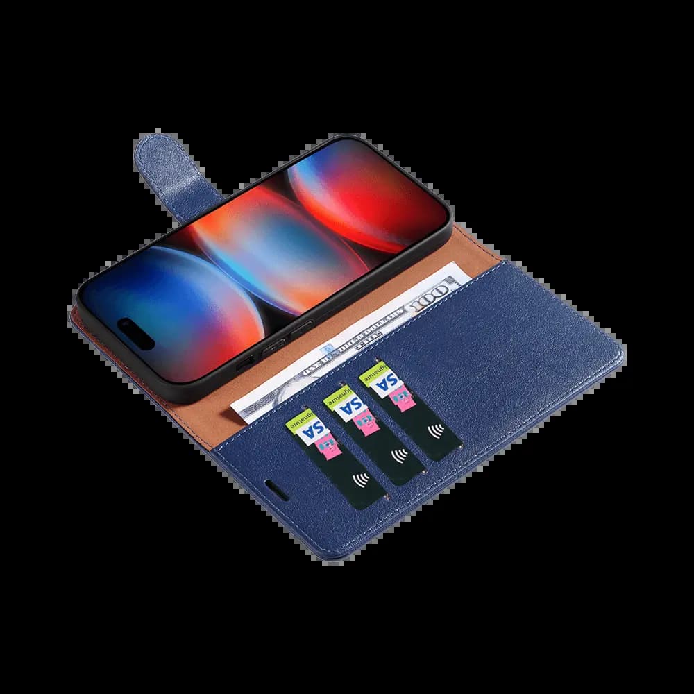 Housse folio anti-RFID iPhone 17 Pro Max – PROTECT IP011 Bleu Marine - Vue 9