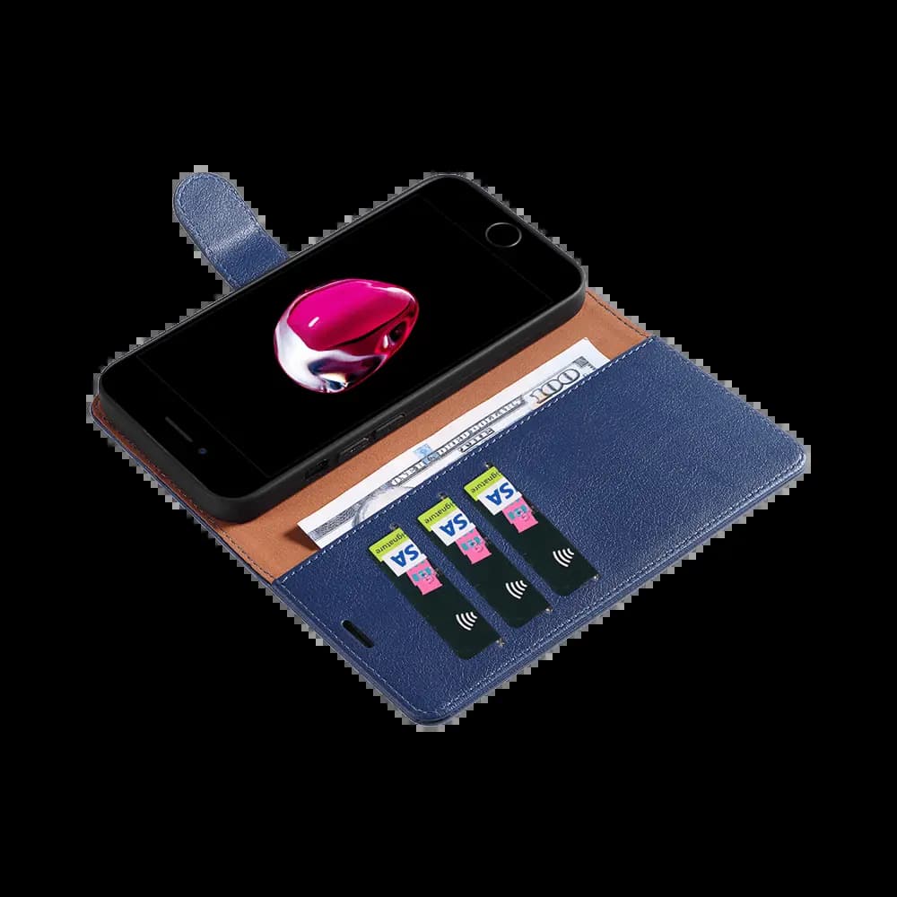 Housse folio anti-RFID iPhone 7 Plus / 8 Plus – PROTECT IP011 Bleu Marine - Vue 7