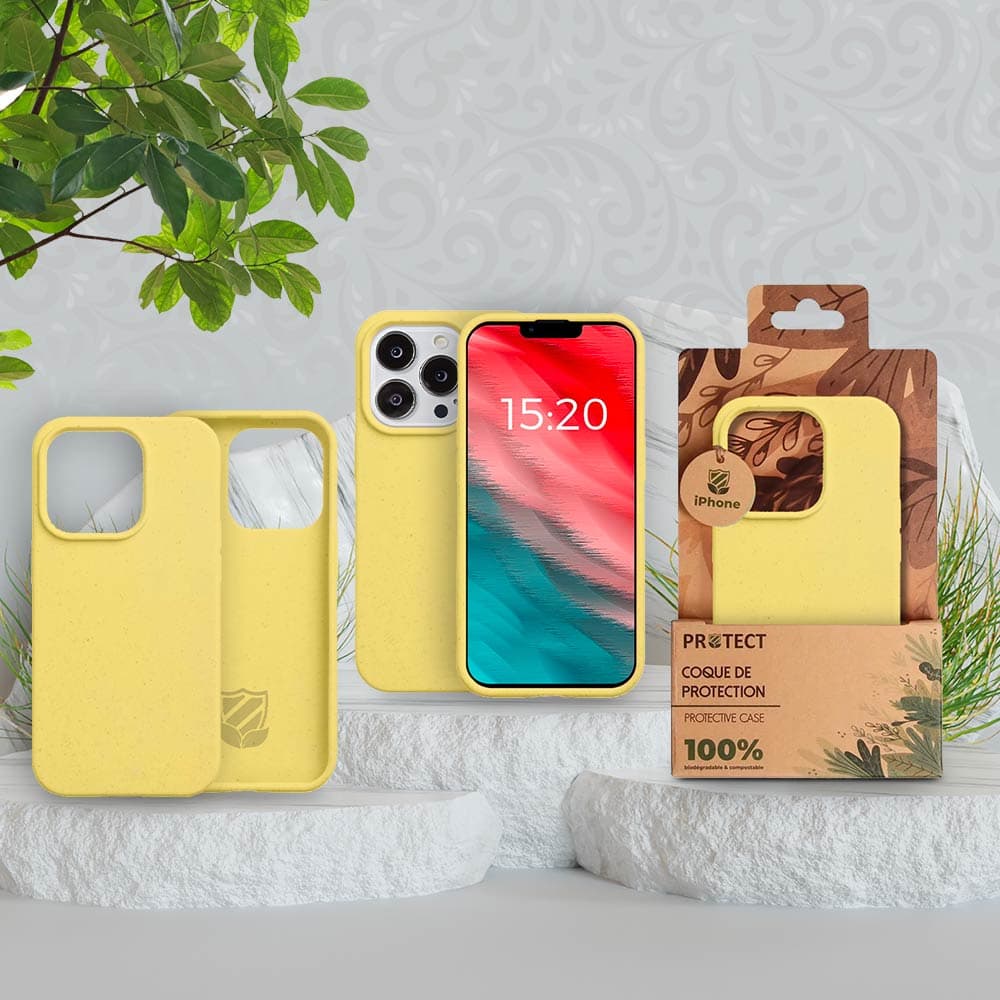 Coque bio iPhone 14 Pro Max - PROTECT Jaune - Vue 5