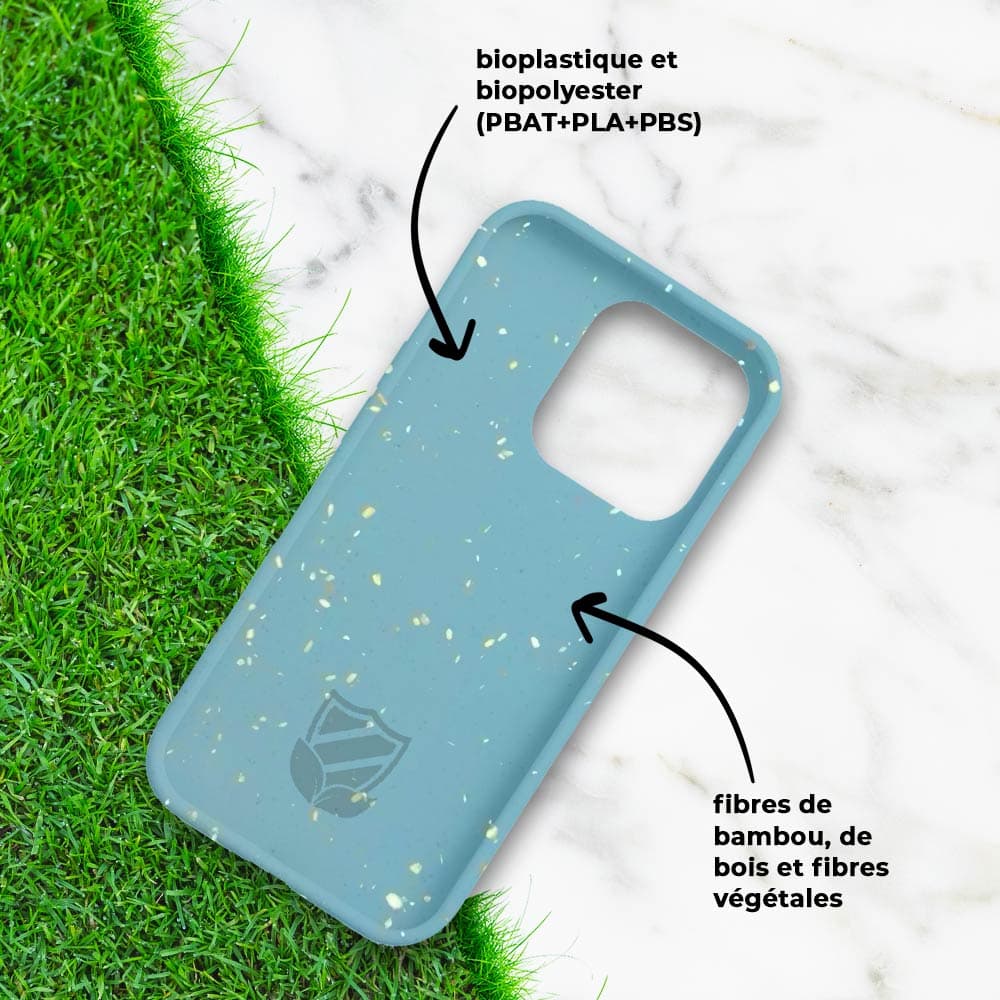 Coque bio iPhone 14 Pro - PROTECT Bleu - Vue 24