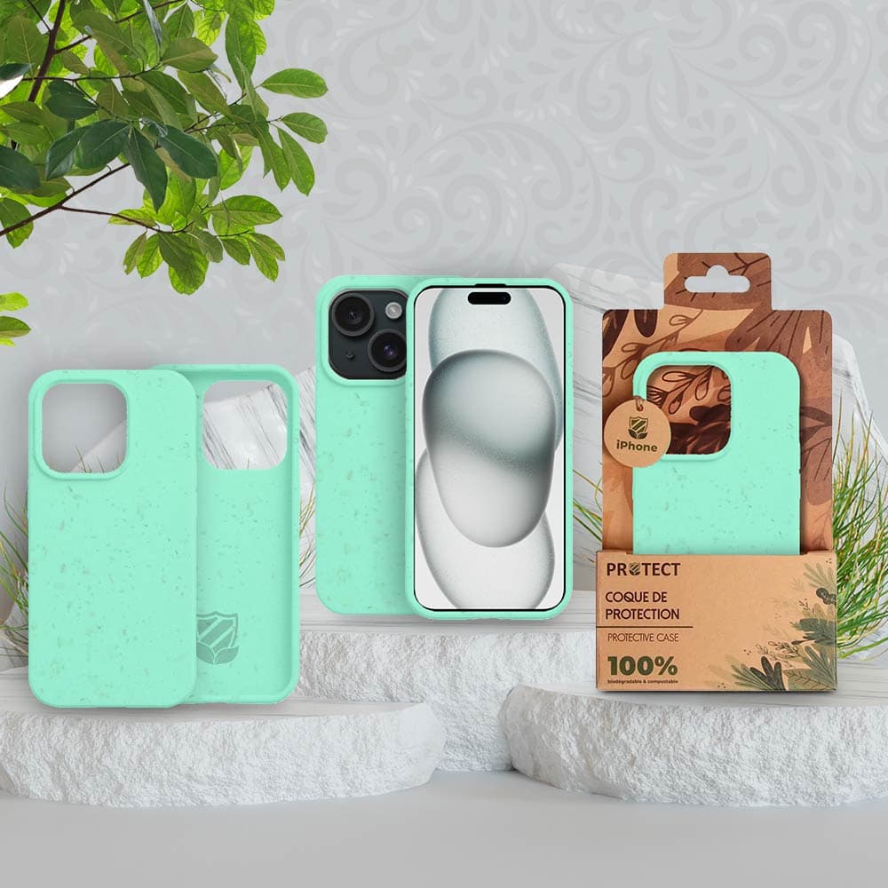 Coque bio iPhone 15 Plus - PROTECT Vert Menthe - Vue 5