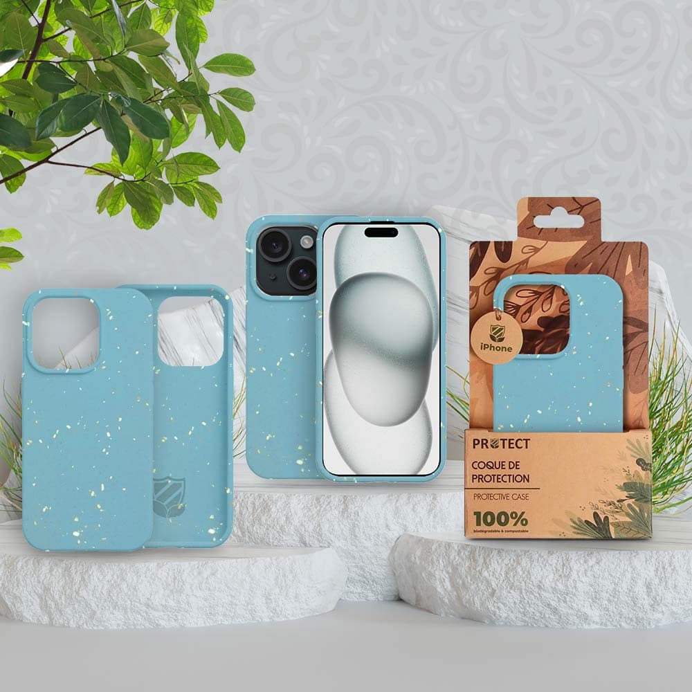 Coque bio iPhone 15 Plus - PROTECT Bleu - Vue 5