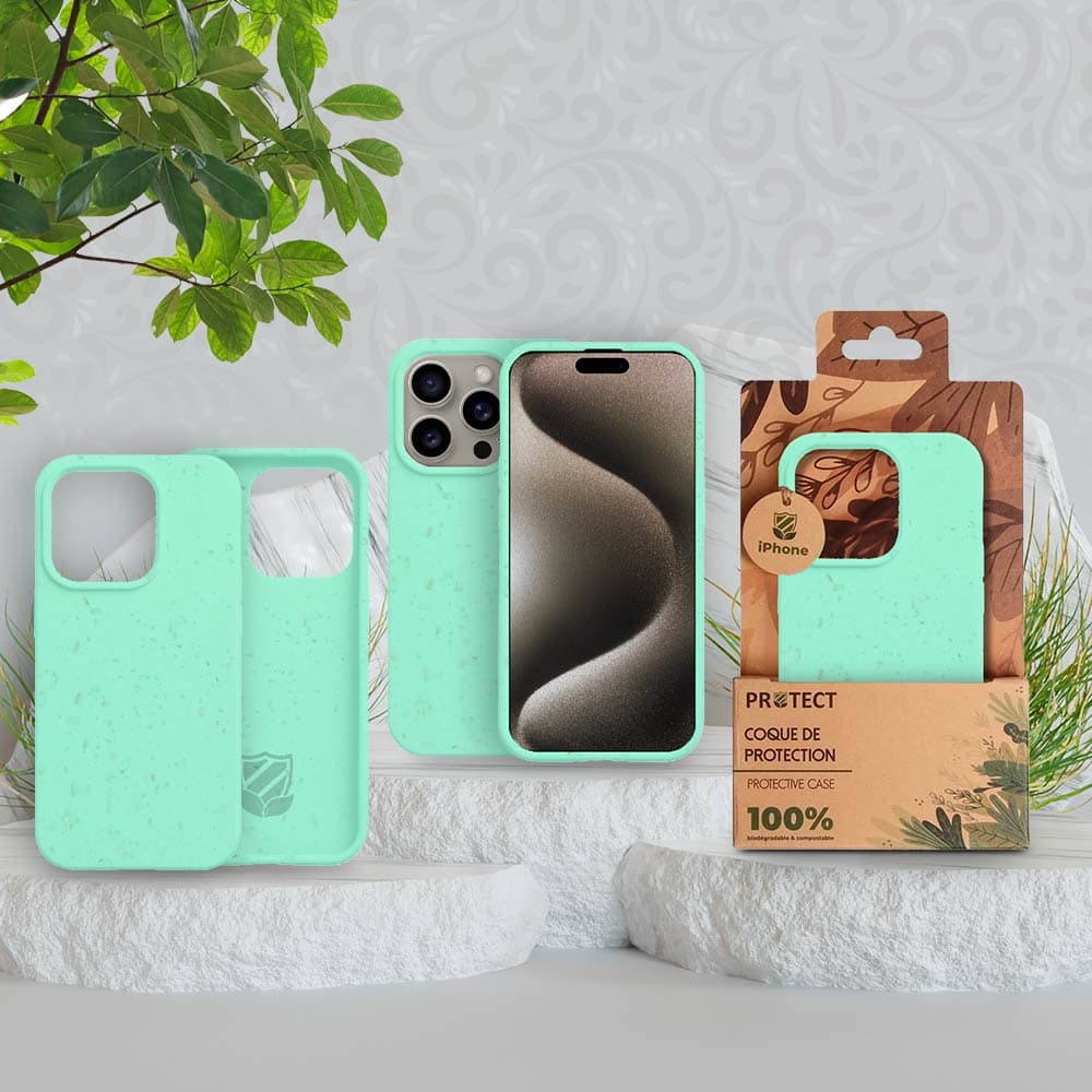 Coque bio iPhone 15 Pro - PROTECT Vert Menthe - Vue 5