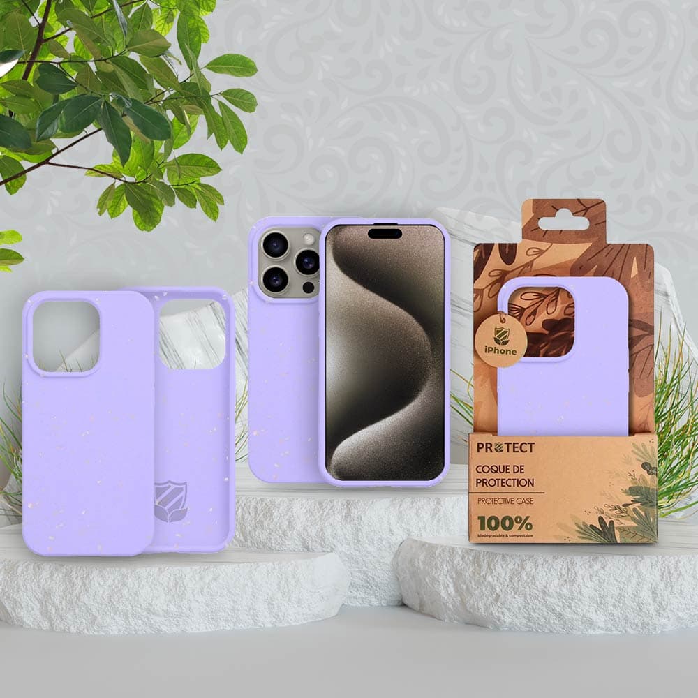 Coque bio iPhone 15 Pro - PROTECT Violet Clair - Vue 5