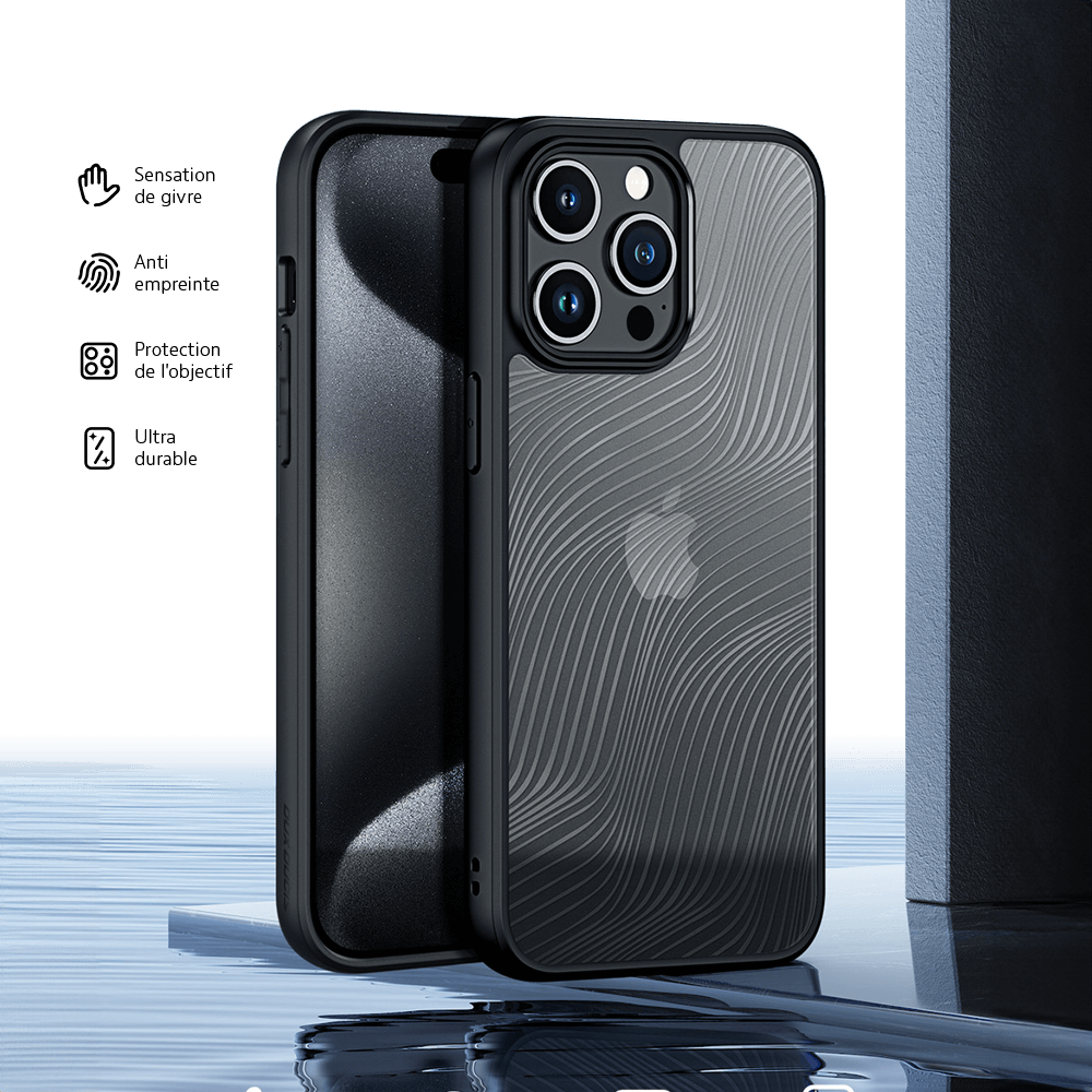 Coque anti-chocs finition mate – iPhone 15 Pro – Dux Ducis Aimo Noir - Vue 5
