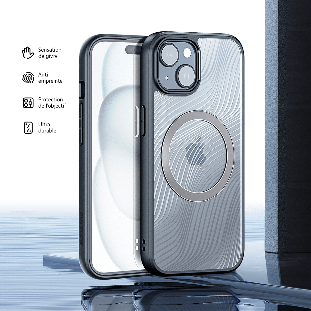 Coque anti-chocs finition mate – iPhone 15 Plus – Dux Ducis Aimo Noir - Vue 4