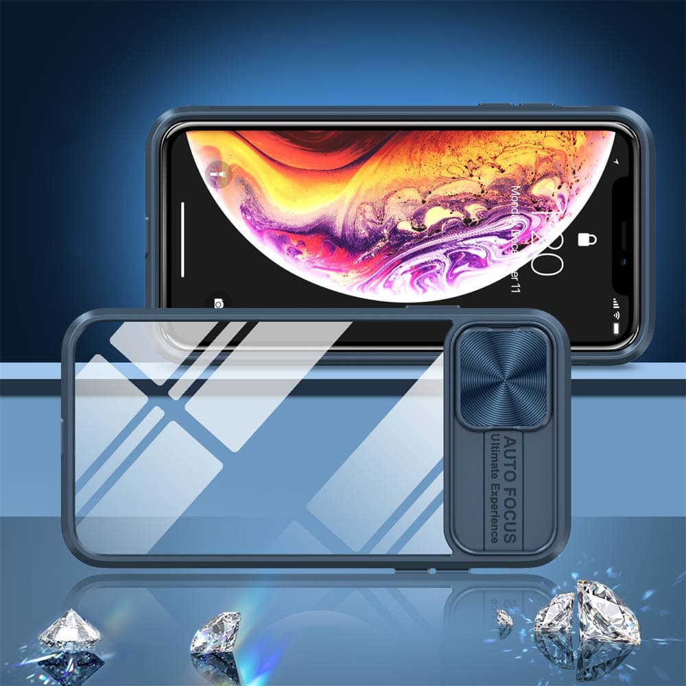 Coque avec cache caméra – compatible iPhone X / XS – PROTECT IE027 Bleu Marine - Vue 4