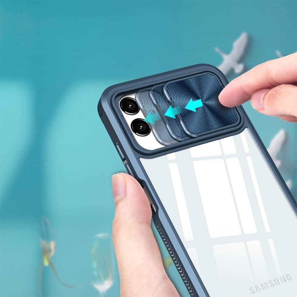 Coque avec cache caméra – Samsung Galaxy A04e – PROTECT IE027 Bleu Marine - Vue 27