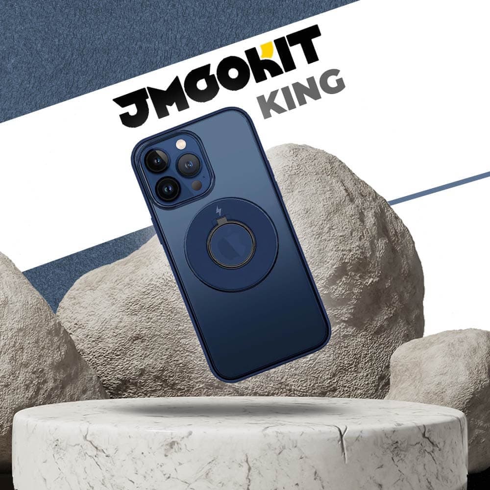 Coque MagSafe avec support anneau – Apple iPhone 14 Pro Max – JMGOKIT King Bleu Marine - Vue 4
