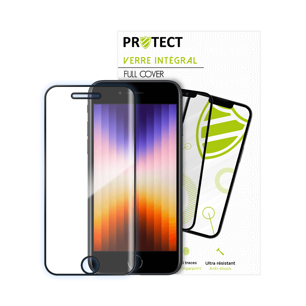 Verre trempé intégral 5D 9H – protection écran compatible Apple iPhone SE (2nd Gen) / SE (3e Gen) – PROTECT Noir - Vue 16
