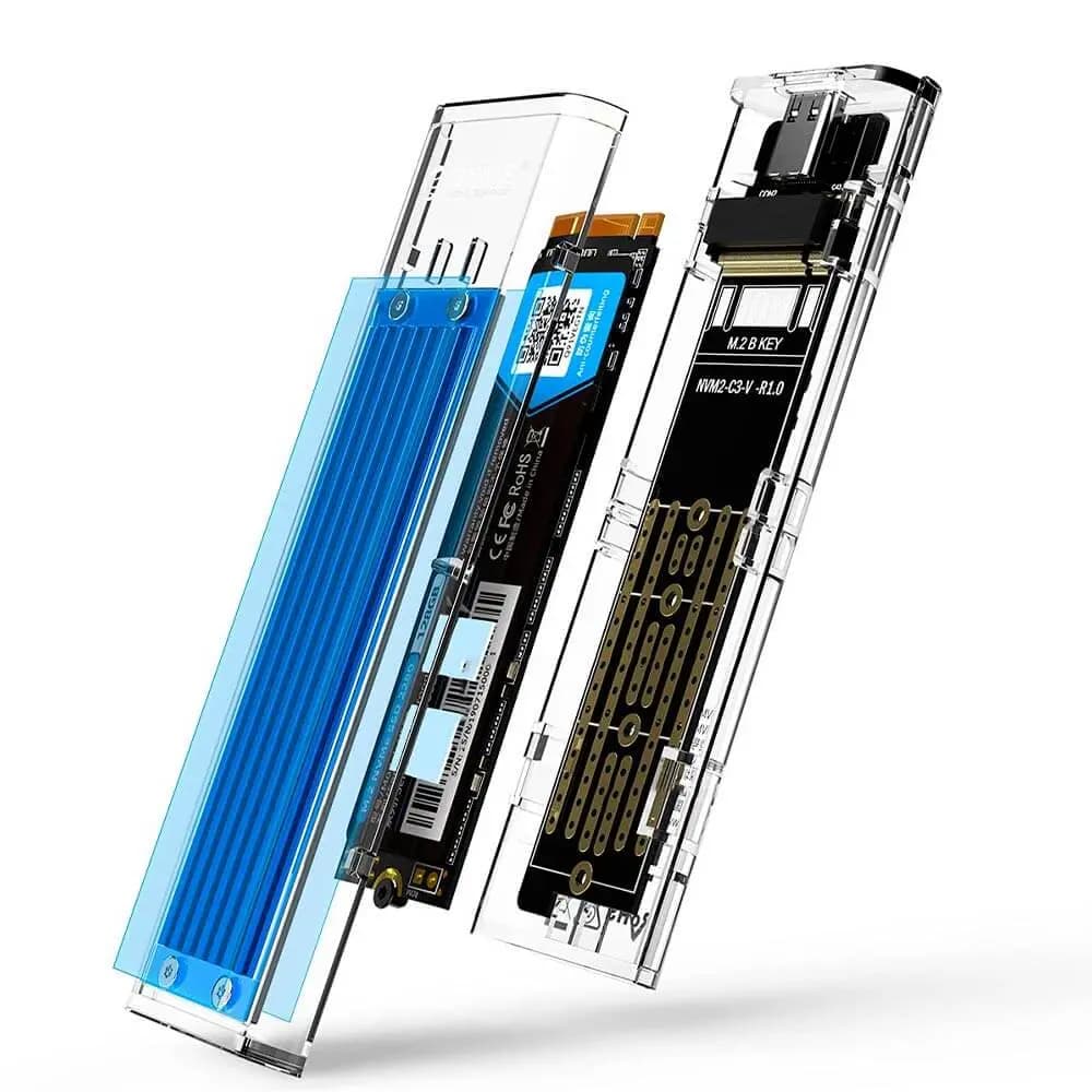 Boîtier SSD M.2 NVMe & SATA USB-C 10Gbps - Orico Transparent - Vue 5