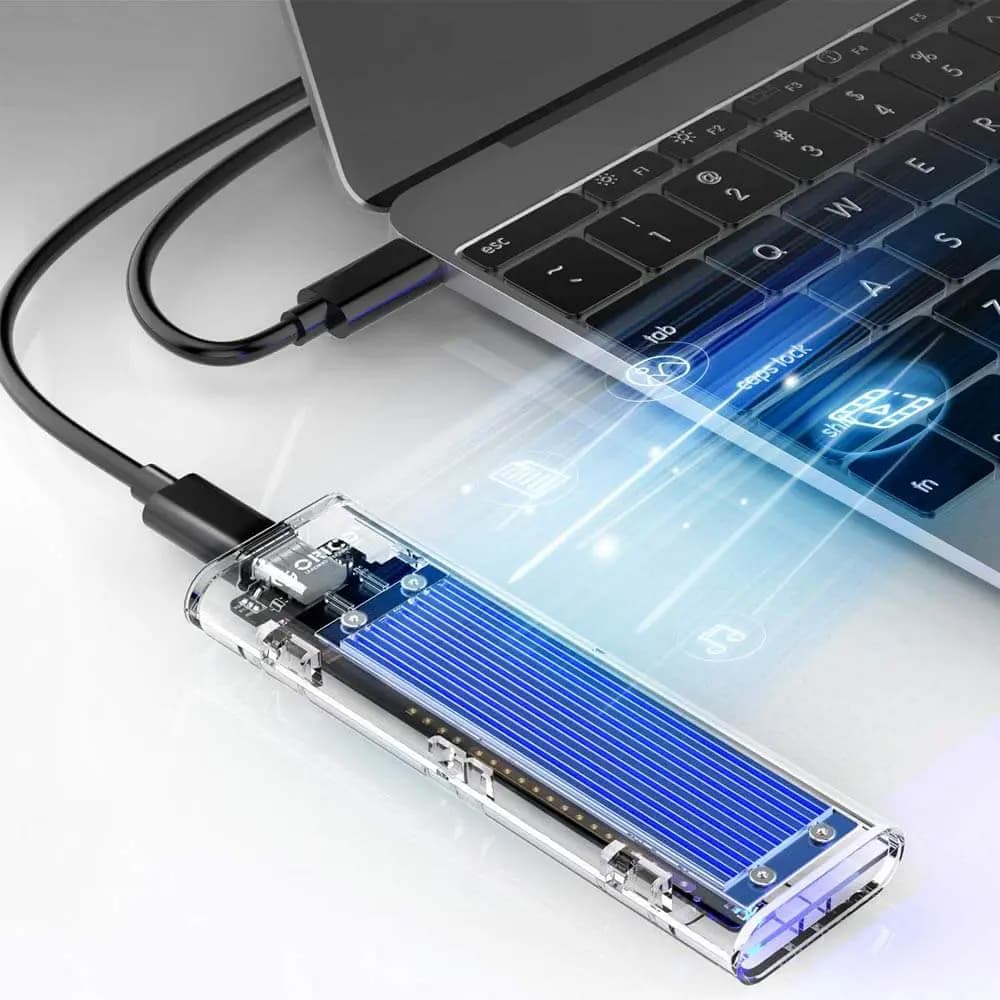 Boîtier SSD M.2 NVMe & SATA USB-C 10Gbps - Orico Transparent - Vue 24