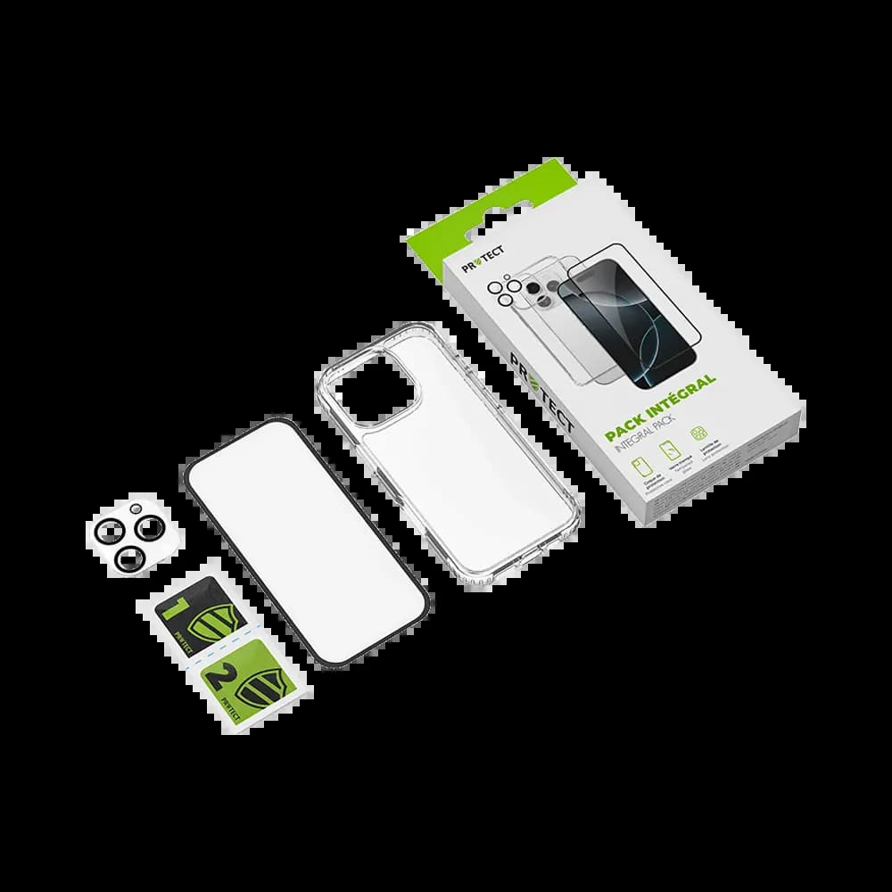 Pack de protection coque + protection lentille + verre trempé pour iPhone 11 Pro Max PROTECT - Transparent - Vue 6