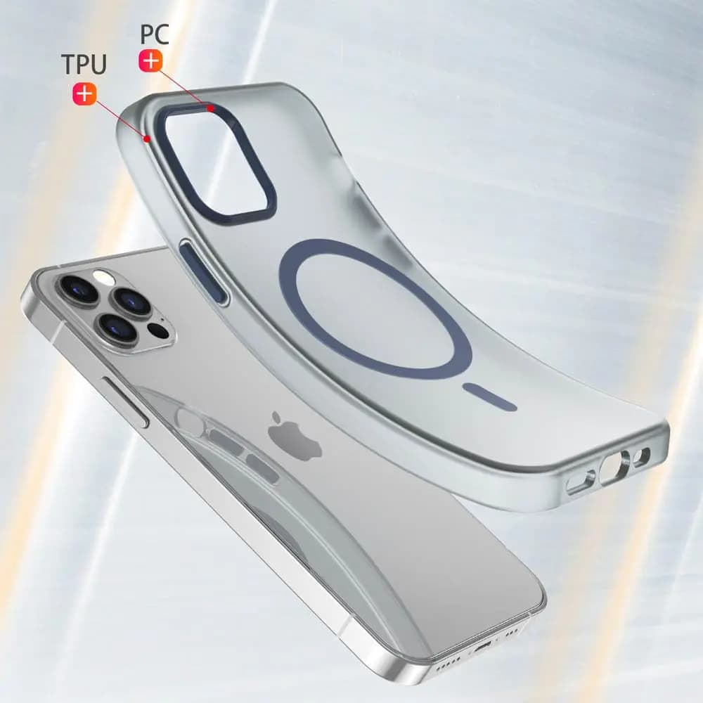 Coque MagSafe bi-matière – compatible iPhone 12 / 12 Pro – PROTECT MF-006 Bleu Marine - Vue 4