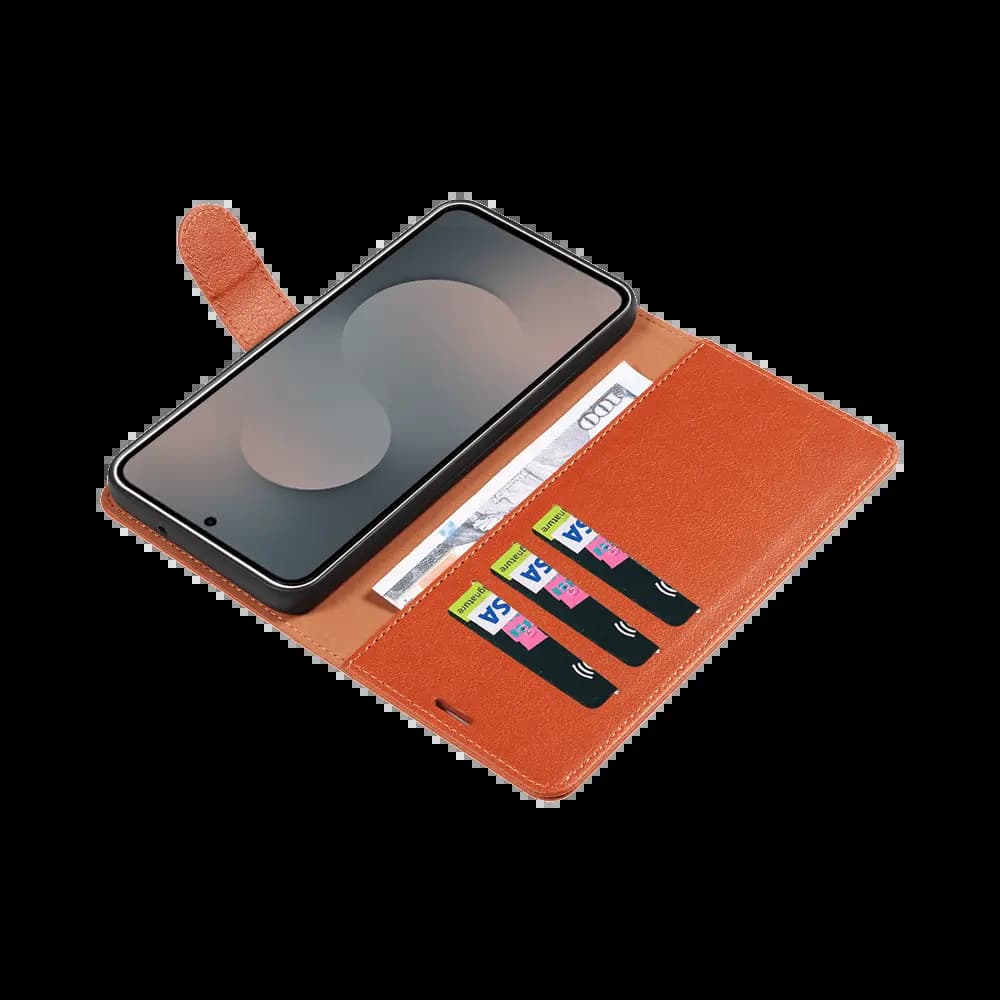Housse folio anti-RFID Samsung Galaxy S25 FE – PROTECT IP011 Marron - Vue 9