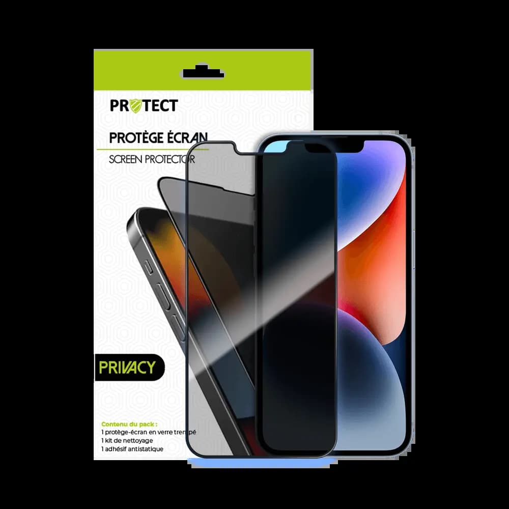 Verre trempé anti-espions 9H pour iPhone 13 / 13 Pro / 14 / 16e / 17e – PROTECT Transparent - Vue 20