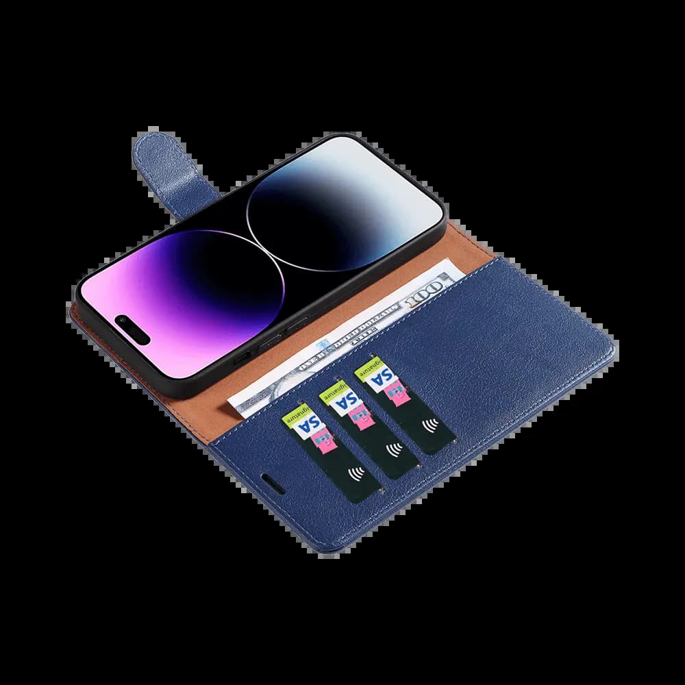 Housse folio anti-RFID iPhone 15 Pro Max – PROTECT IP011 Bleu Marine - Vue 7