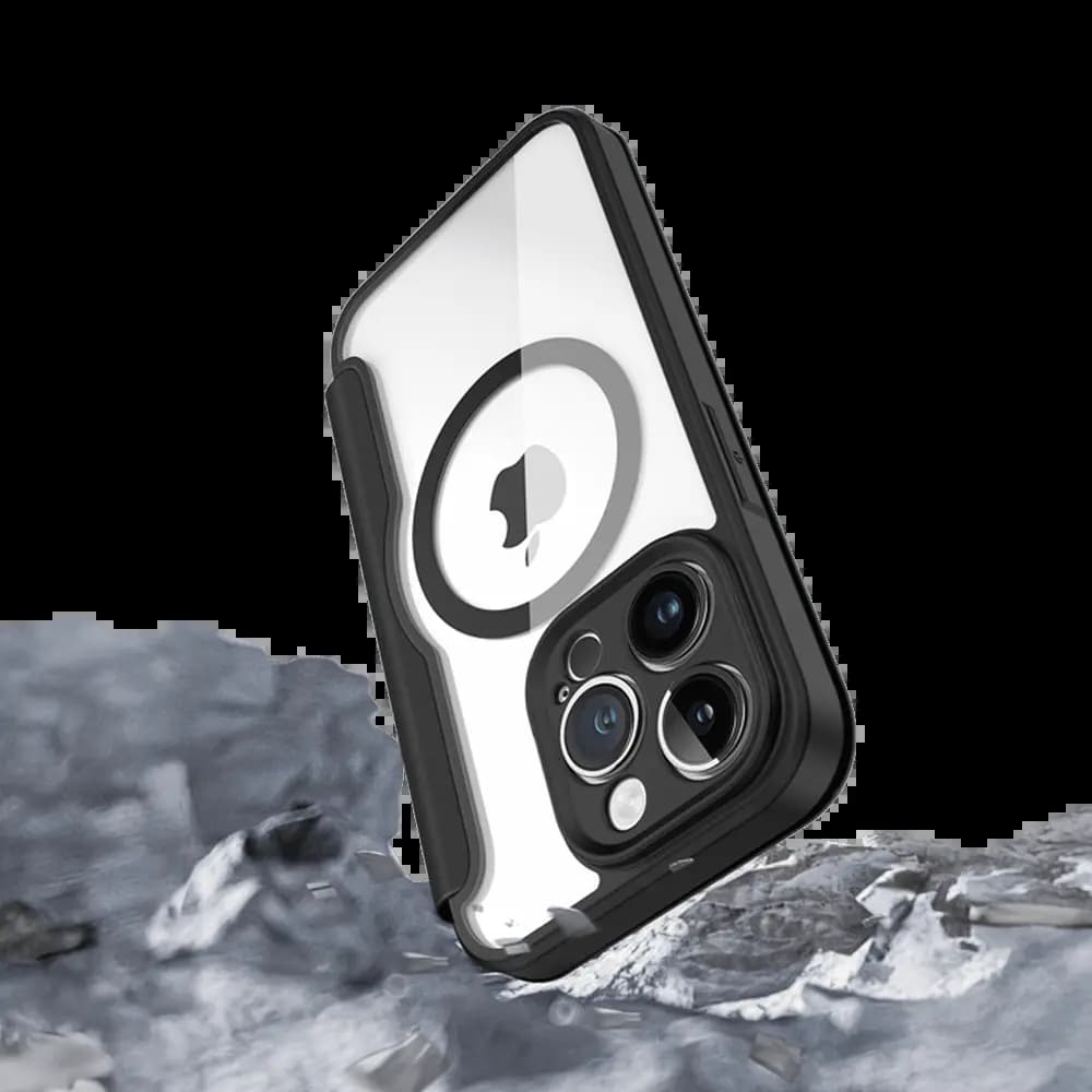 Housse folio MagSafe iPhone 14 Pro Max – Dux Ducis Skin X Pro Noir - Vue 24