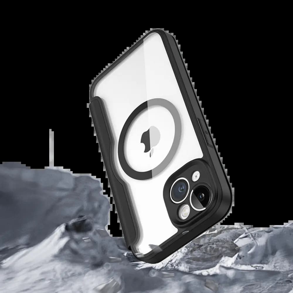 Housse folio MagSafe iPhone 14 Plus – Dux Ducis Skin X Pro Beige - Vue 24