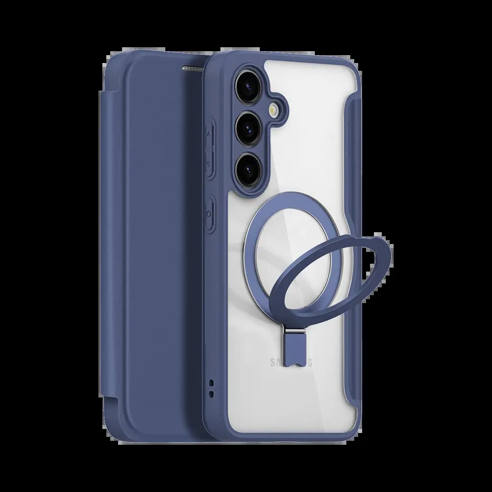 Housse folio MagSafe avec support + blocage RFID Samsung Galaxy S24+ 5G – Dux Ducis Skin X Pro Bleu - Vue 4