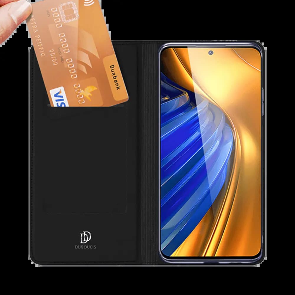 Housse folio Xiaomi Poco F4 5G porte-carte – Dux Ducis Skin Pro Noir - Vue 3