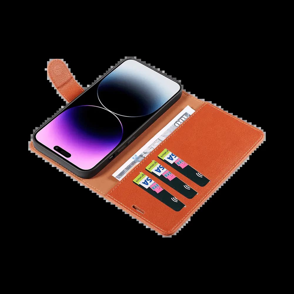 Housse folio anti-RFID iPhone 14 Pro Max – PROTECT IP011 Marron - Vue 7