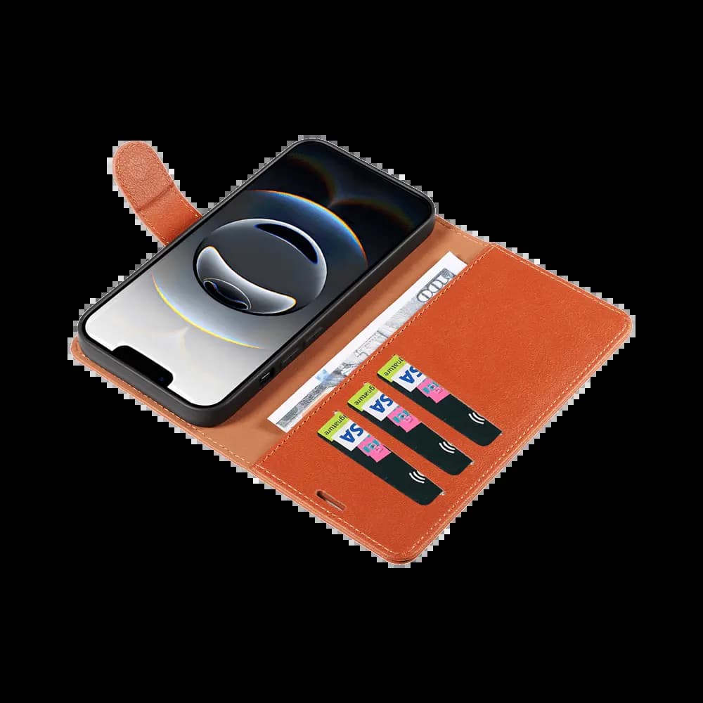 Housse folio anti-RFID iPhone 16e – PROTECT IP011 Marron - Vue 7