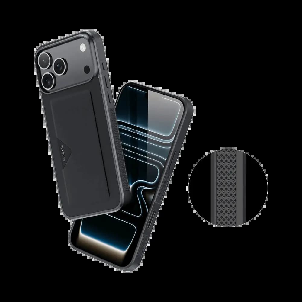  Coque de protection antichoc iPhone 17 Pro Max avec porte-carte intégré - Dux Ducis Pocard Noir - Vue 5