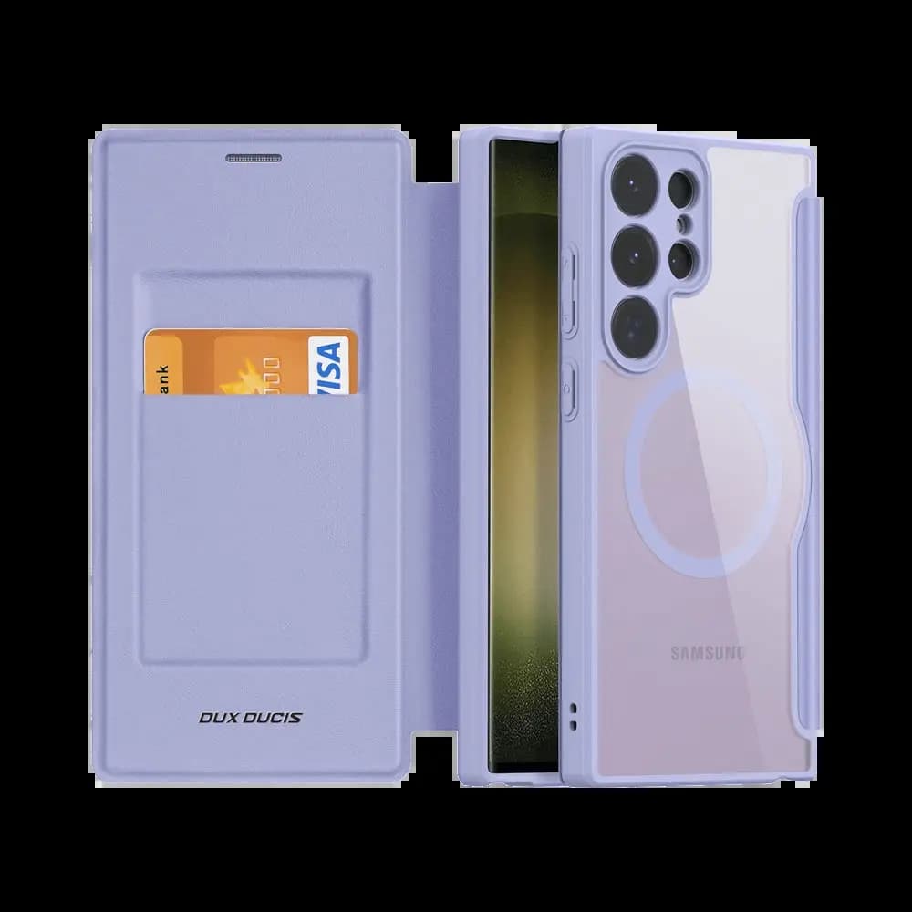 Housse folio MagSafe Samsung Galaxy S23 Ultra 5G – Dux Ducis Skin X Pro Violet - Vue 4