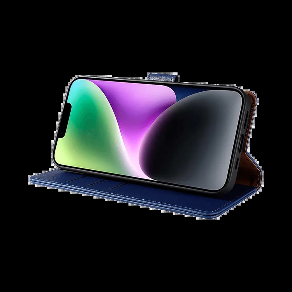 Housse folio anti-RFID iPhone 14 – PROTECT IP011 Bleu Marine - Vue 7
