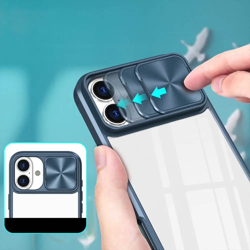 Coque avec cache caméra – iPhone 16 Plus – PROTECT IE027 Bleu Marine   - Vue 12