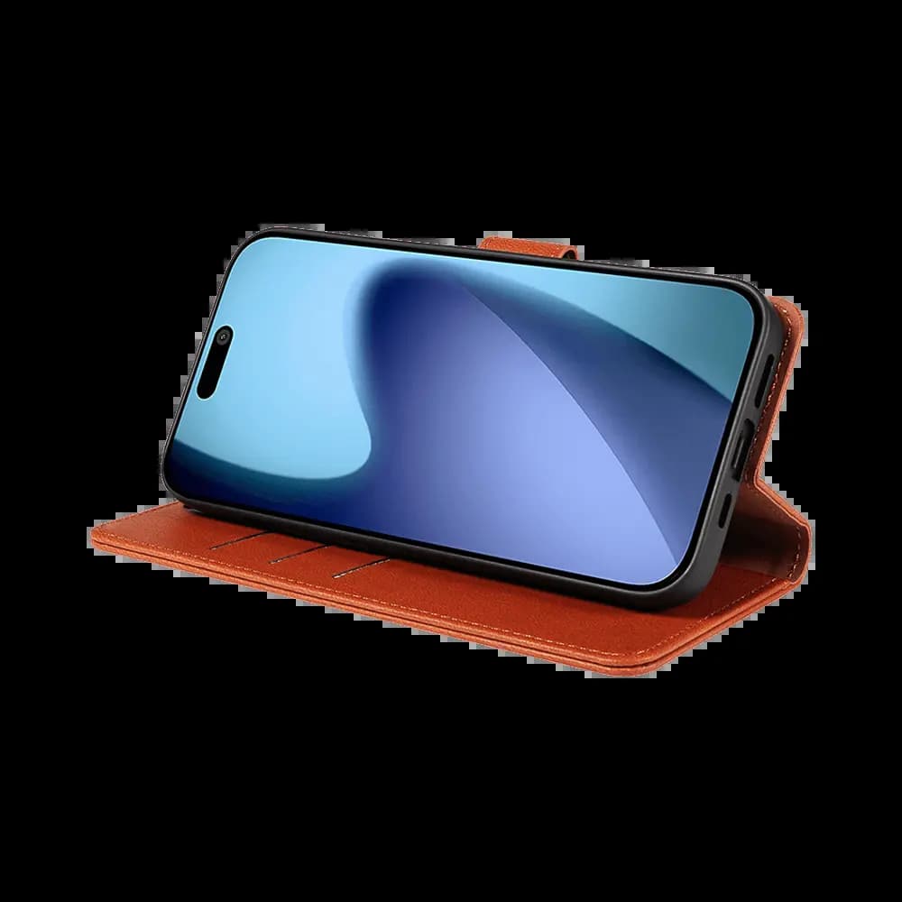 Housse folio anti-RFID iPhone 17 – PROTECT IP011 Marron - Vue 17