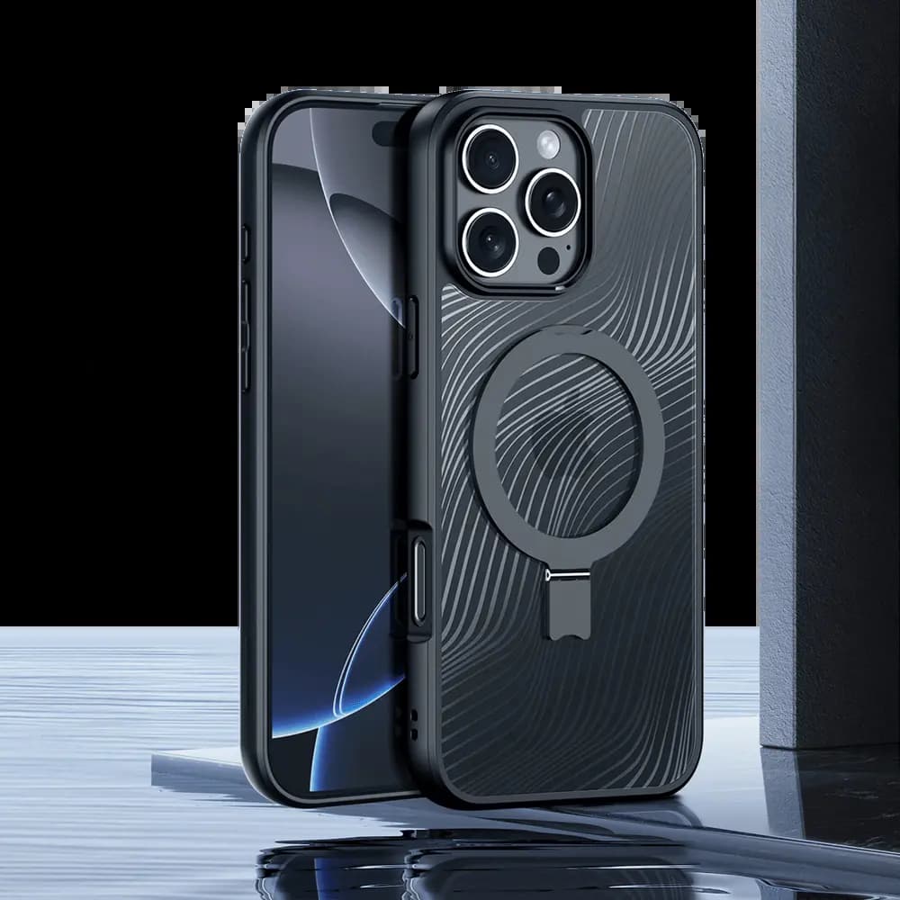Coque MagSafe avec support – iPhone 16 Pro Max – Dux Ducis Aimo Mag Noir - Vue 4