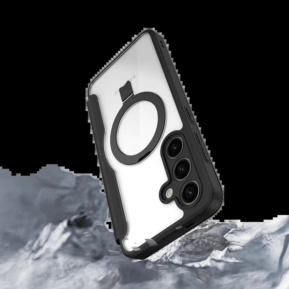 Housse folio MagSafe avec support + blocage RFID Samsung Galaxy S24+ 5G – Dux Ducis Skin X Pro Bleu - Vue 24