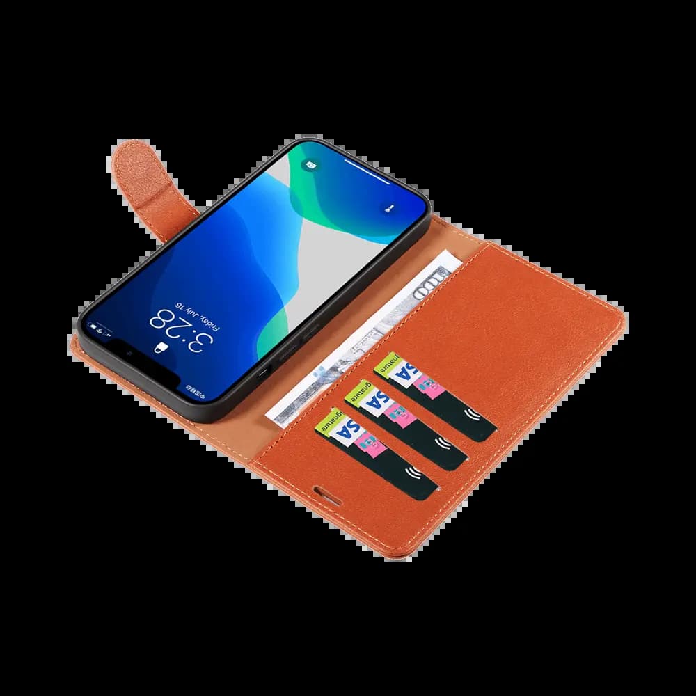 Housse folio anti-RFID iPhone 13 – PROTECT IP011 Marron - Vue 7