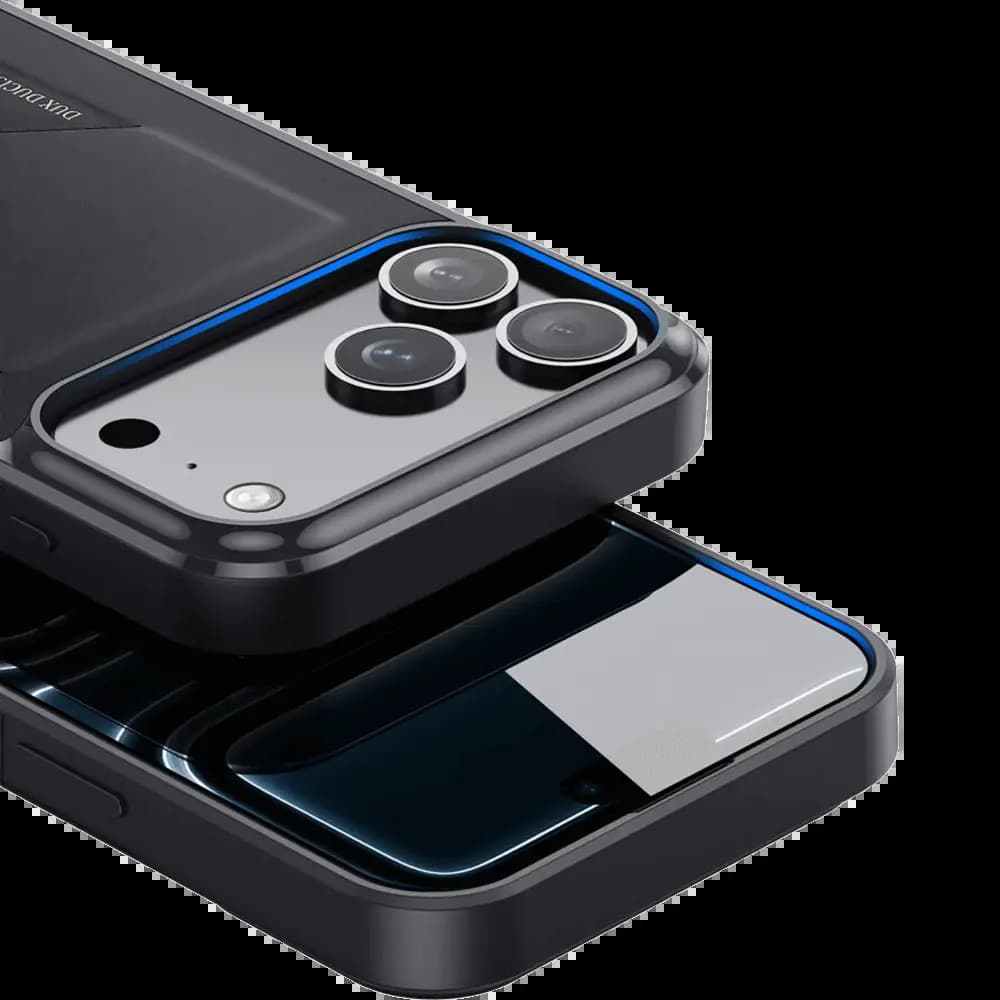  Coque de protection antichoc iPhone 17 Pro Max avec porte-carte intégré - Dux Ducis Pocard Noir - Vue 7