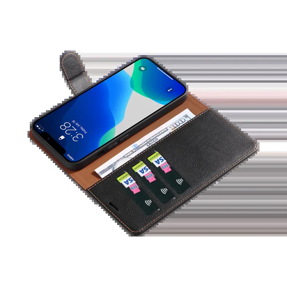 Housse folio anti-RFID iPhone 13 – PROTECT IP011 Noir - Vue 7