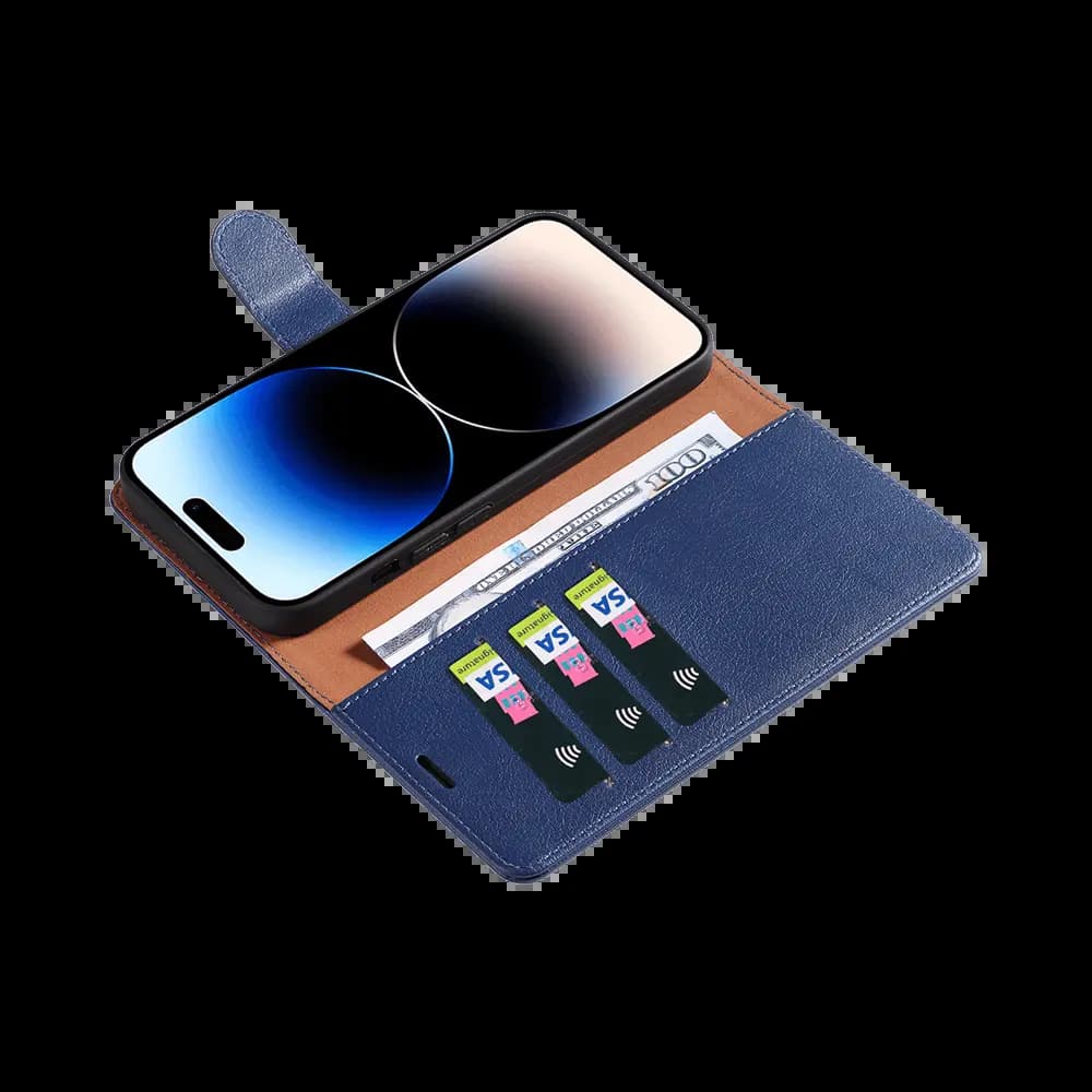 Housse folio anti-RFID iPhone 14 Pro – PROTECT IP011 Bleu Marine - Vue 7