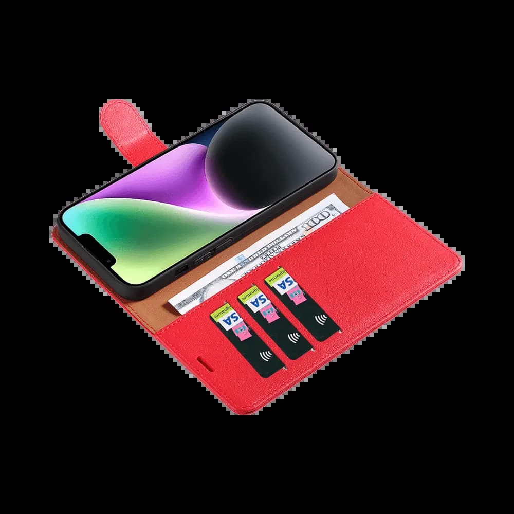 Housse folio anti-RFID iPhone 14 Plus – PROTECT IP011 Rouge - Vue 7