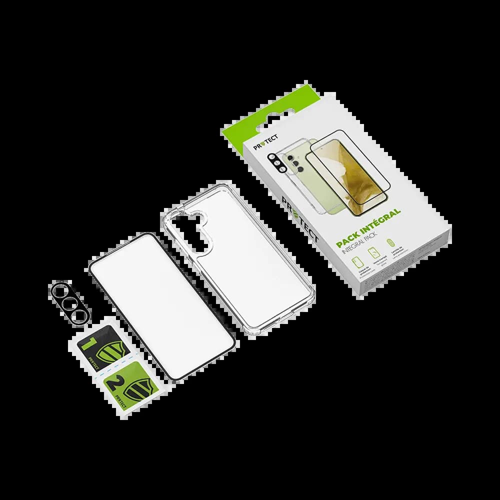 Pack de protection coque + protection lentille + verre trempé pour Samsung Galaxy S25 PROTECT - Transparent - Vue 6