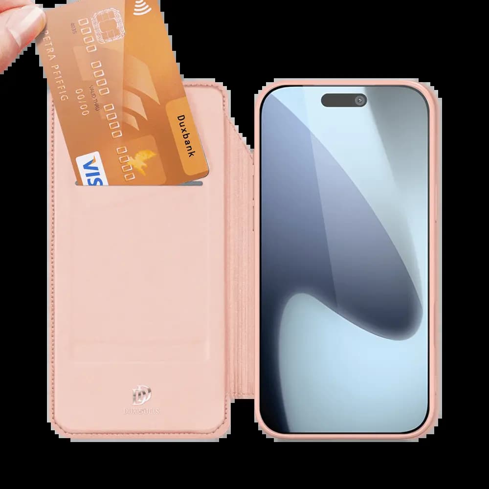 Housse folio iPhone 17 Pro Max porte-carte – Dux Ducis Skin Pro Bleu - Vue 3