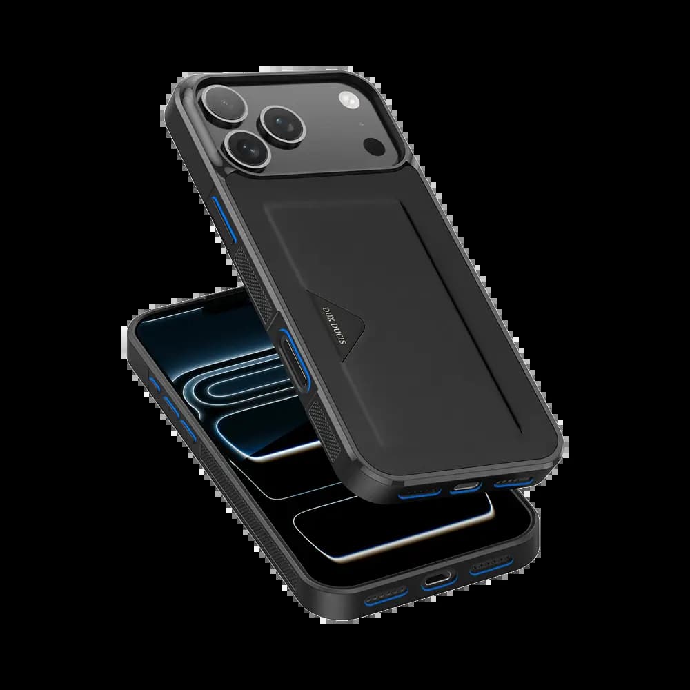  Coque de protection antichoc iPhone 17 Pro Max avec porte-carte intégré - Dux Ducis Pocard Noir - Vue 11