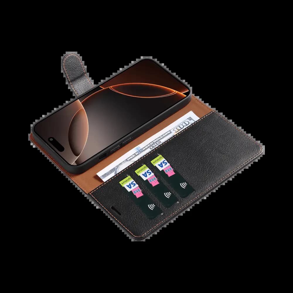 Housse folio anti-RFID iPhone 16 Pro Max – PROTECT IP011 Noir - Vue 7