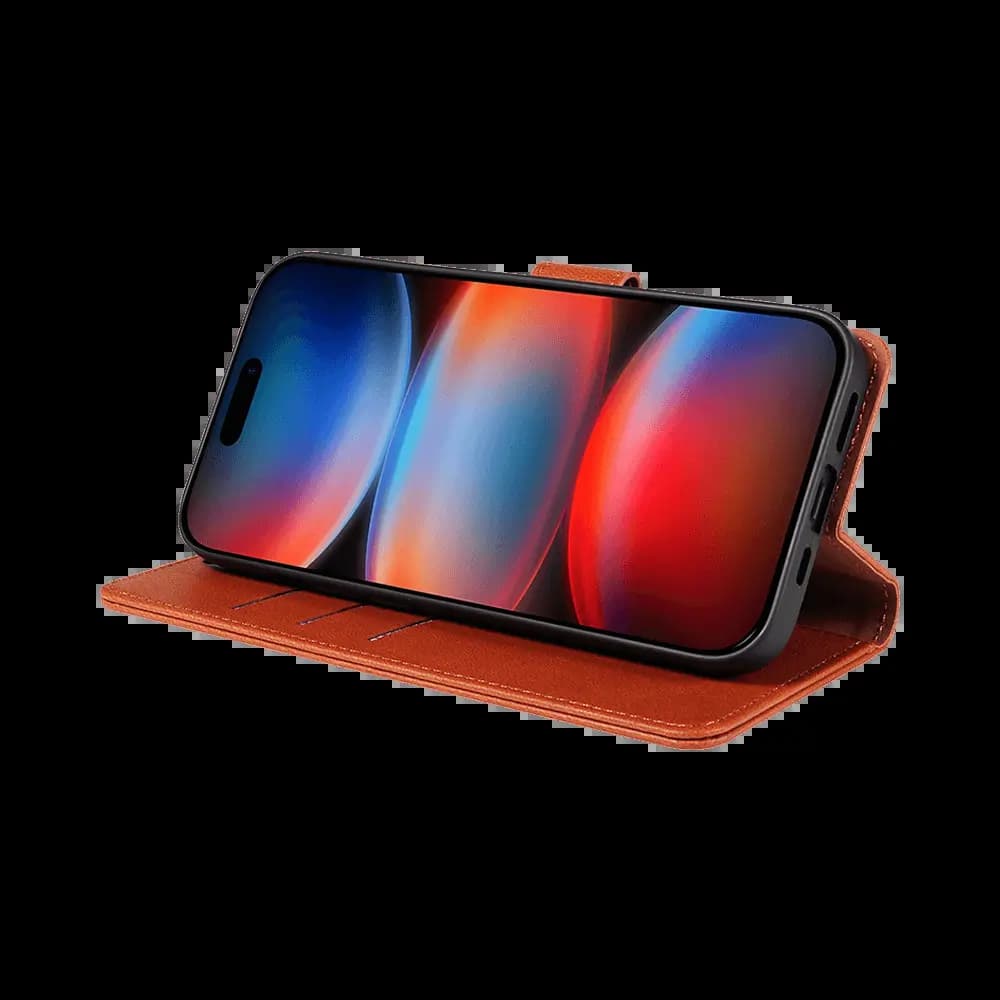 Housse folio anti-RFID iPhone 17 Pro Max – PROTECT IP011 Marron - Vue 17